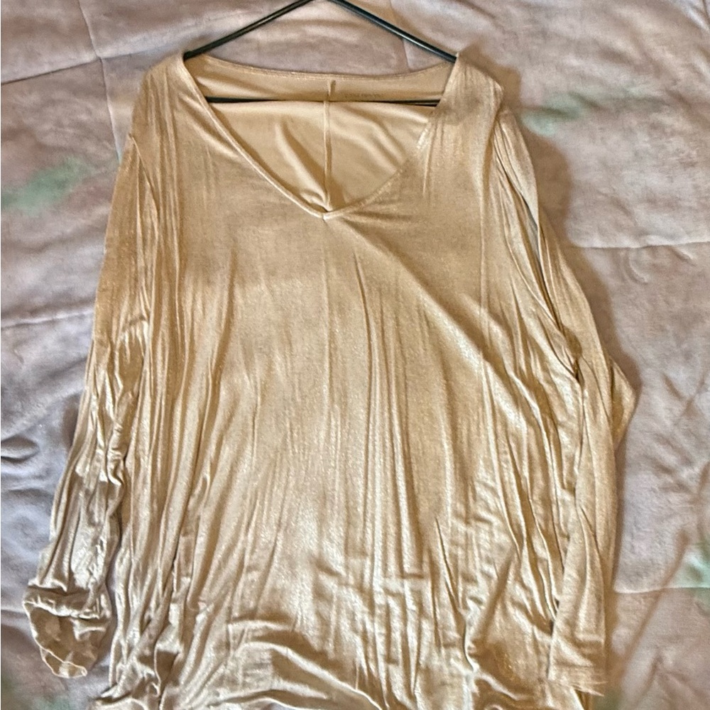 Lane Bryant Shimmery Cream V-Neck Tunic Top